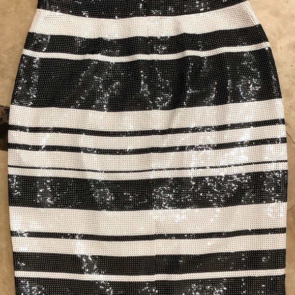 Kate Spade black/white striped sequin skirt - Picture 5 of 6